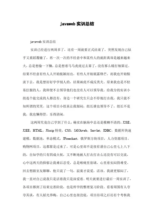javaweb实训总结