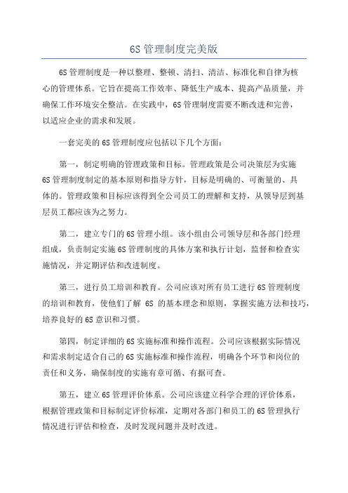 6S管理制度完美版