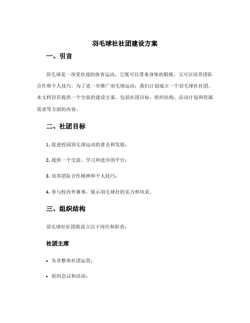 羽毛球社社团建设方案