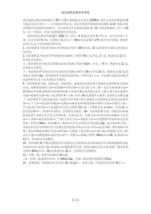 南昌地铁远期总体规划