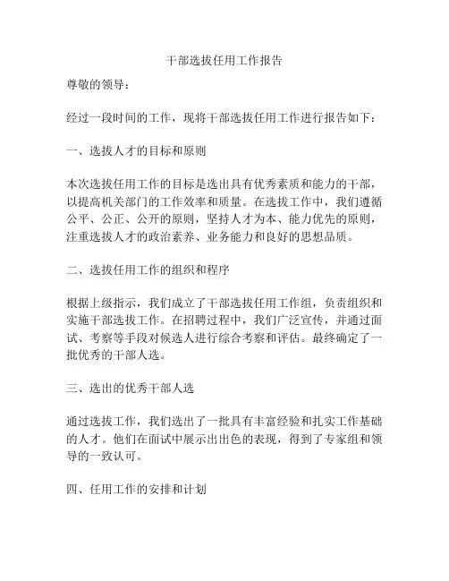 干部选拔任用工作报告