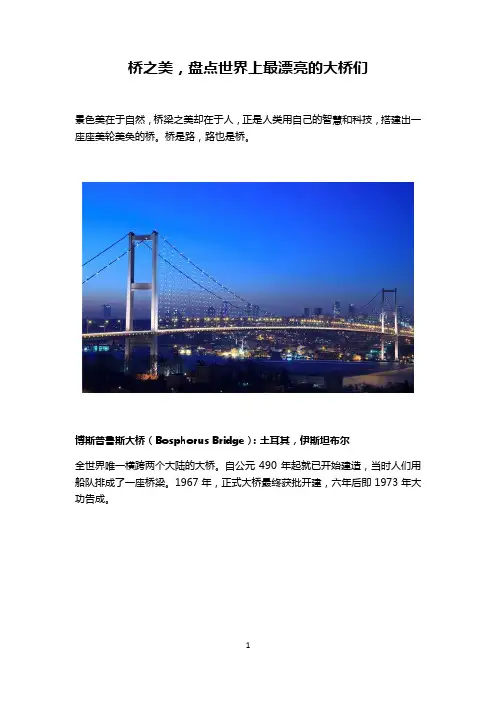桥之美,盘点世界上最漂亮的大桥们