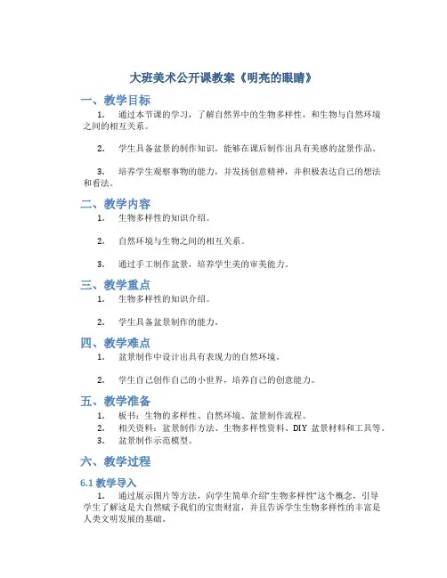 大班美术公开课教案《明亮的眼睛》