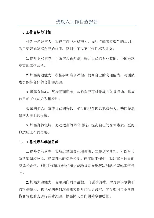 残疾人工作自查报告