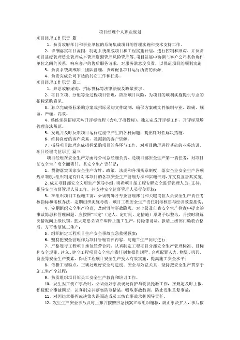 项目经理个人职业规划