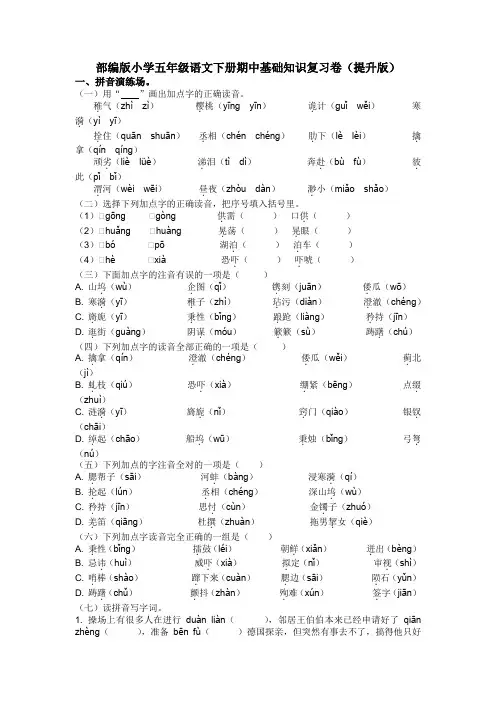 期中基础知识复习卷(试题)部编版语文五年级下册
