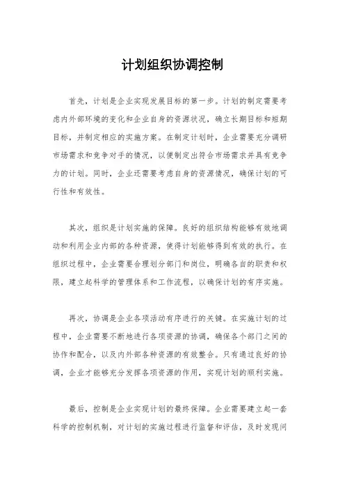 计划组织协调控制