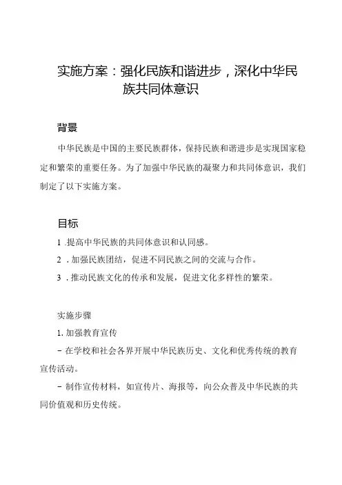 实施方案：强化民族和谐进步,深化中华民族共同体意识