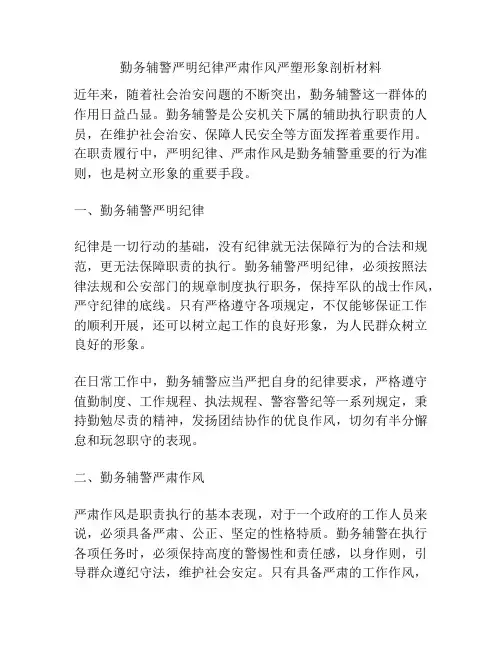 勤务辅警严明纪律严肃作风严塑形象剖析材料