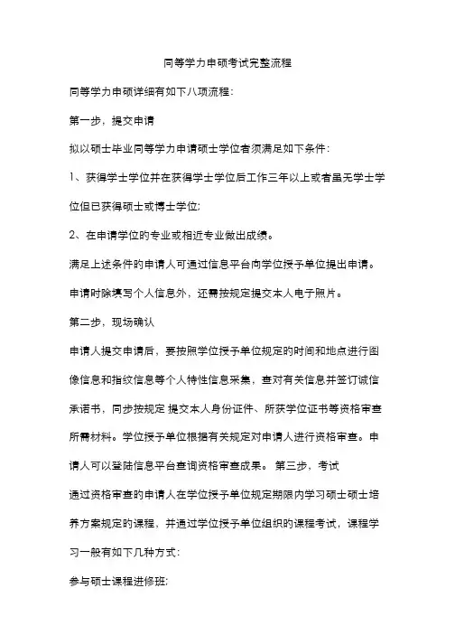 2022年同等学力申硕考试完整流程