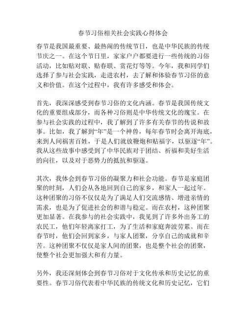 春节习俗相关社会实践心得体会