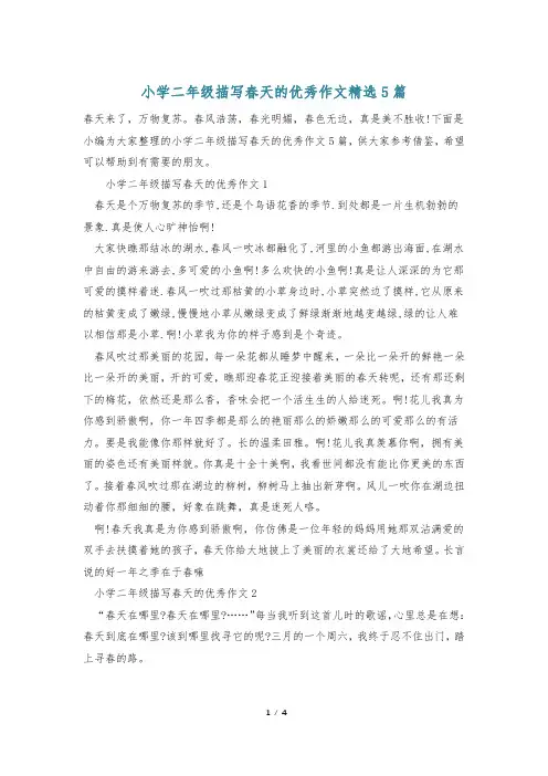 小学二年级描写春天的优秀作文精选5篇