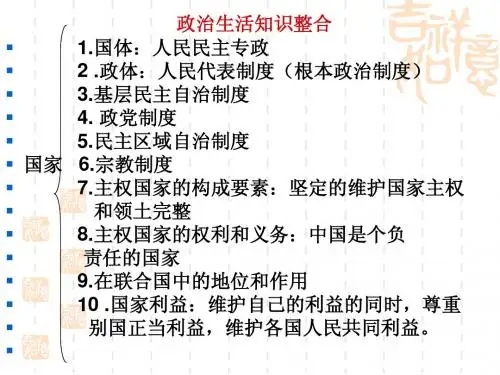 政治生活知识框架整合