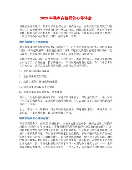 2023年噪声实验报告心得体会