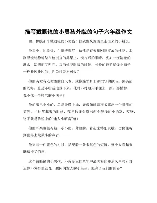 描写戴眼镜的小男孩外貌的句子六年级作文