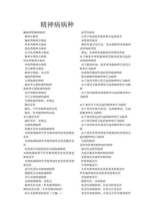 精神病病种