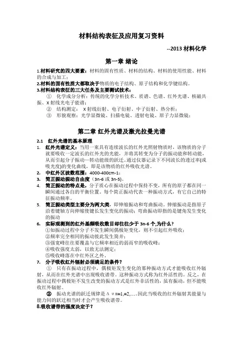 材料结构表征及应用复习资料