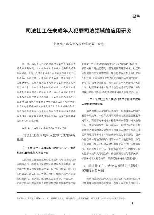 司法社工在未成年人犯罪司法领域的应用研究