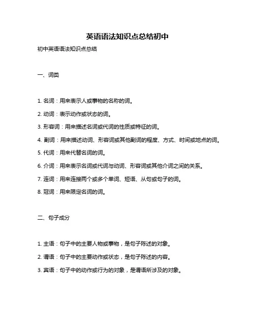 英语语法知识点总结初中