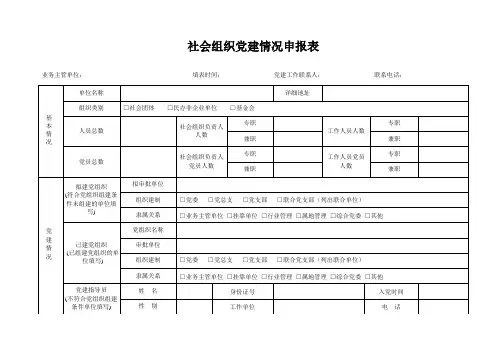 社会组织党建情况申报表