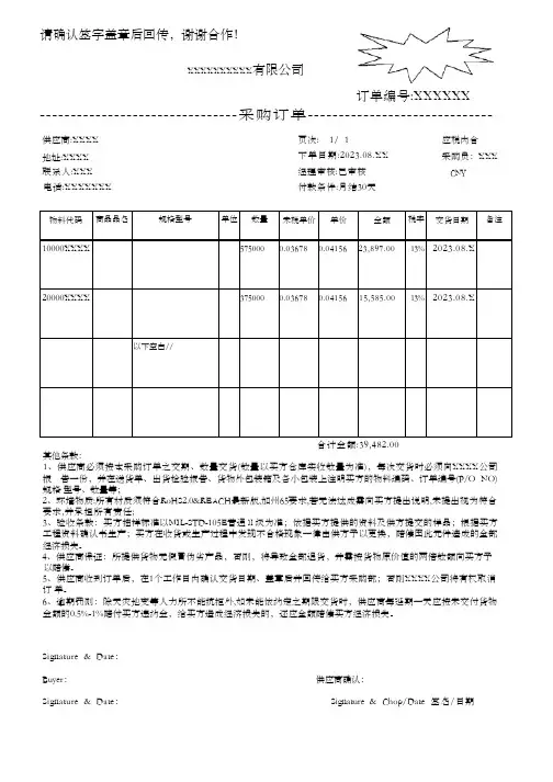 采购订单模板