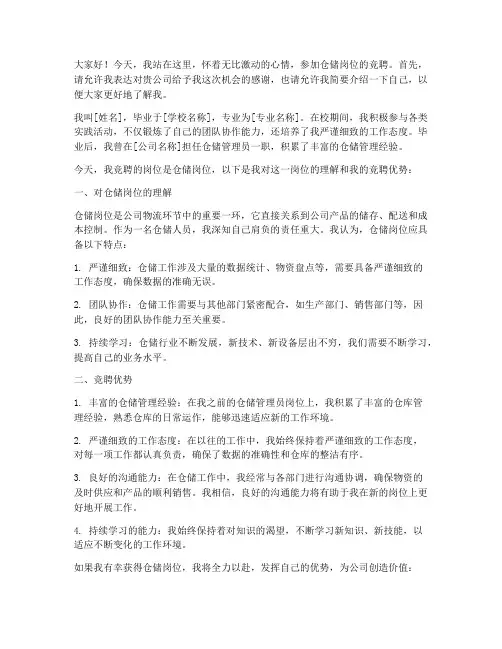仓储岗位竞聘演讲稿范文