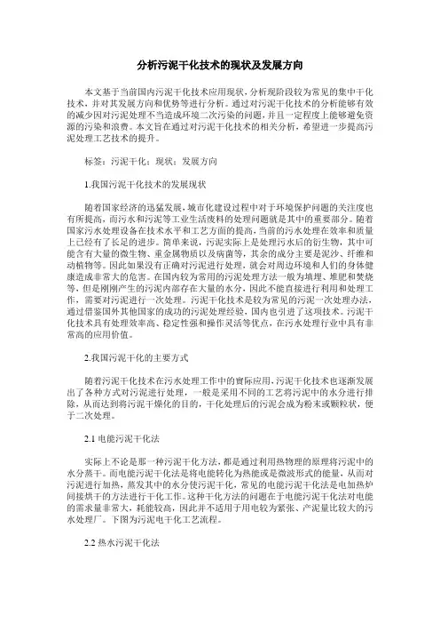 分析污泥干化技术的现状及发展方向