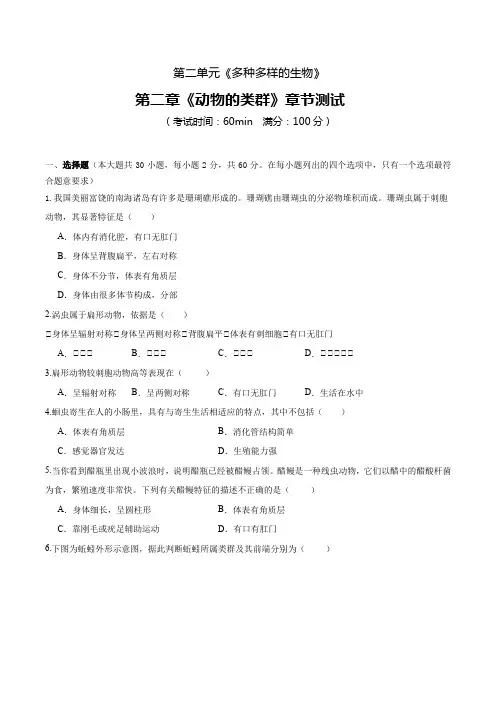 2.2 动物的类群(章节测试)(原卷版)_1