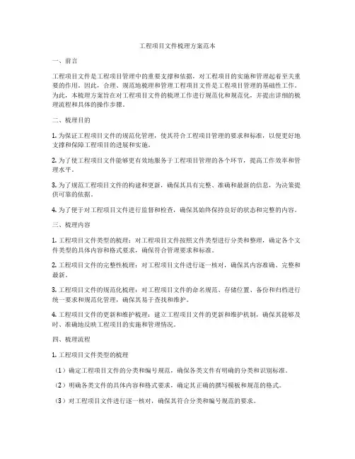 工程项目文件梳理方案范本