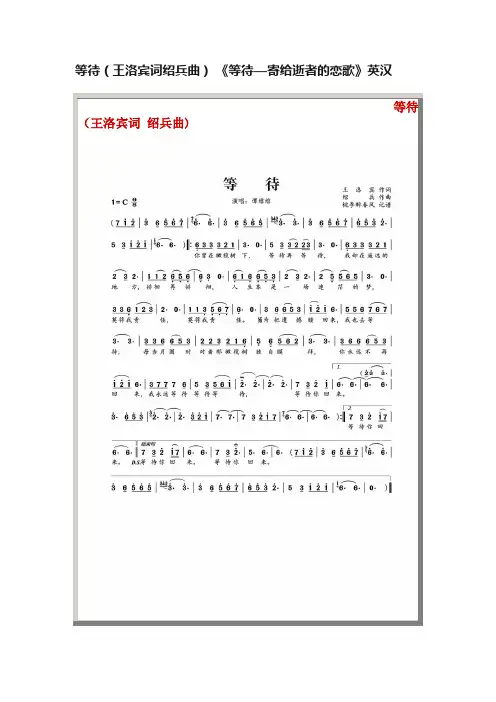等待（王洛宾词绍兵曲）?《等待—寄给逝者的恋歌》英汉