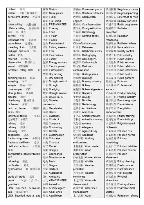 天然气常用英文词汇[整理版]