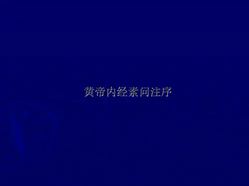 黄帝内经素问注序