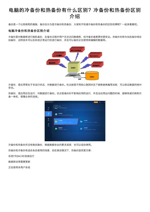 电脑的冷备份和热备份有什么区别？冷备份和热备份区别介绍