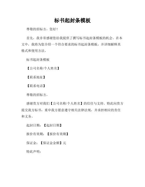 标书起封条模板