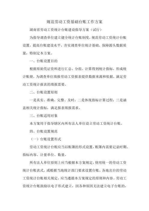规范劳动工资基础台账工作方案