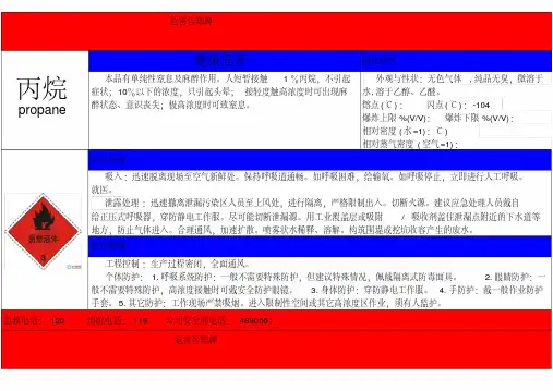 丙烷、乙烯、异戊烷、天然气、氮气危害告知牌