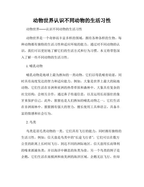 动物世界认识不同动物的生活习性