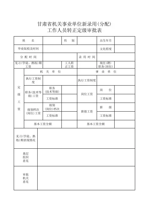 转正定级审批表