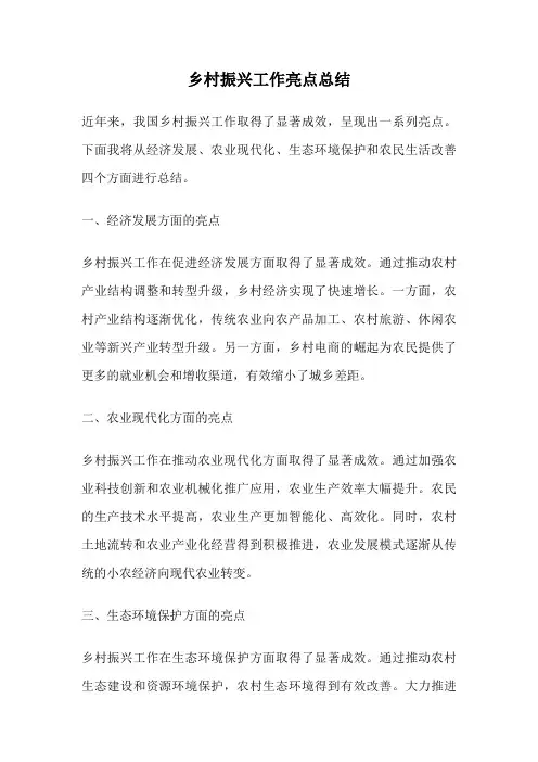 乡村振兴工作亮点总结