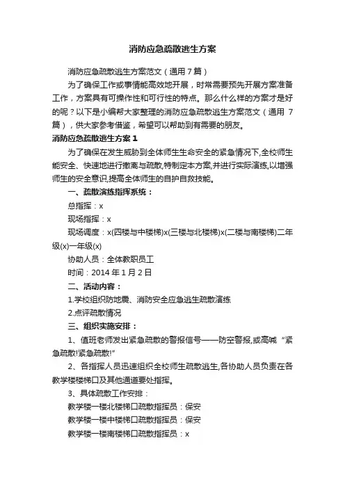 消防应急疏散逃生方案范文（通用7篇）