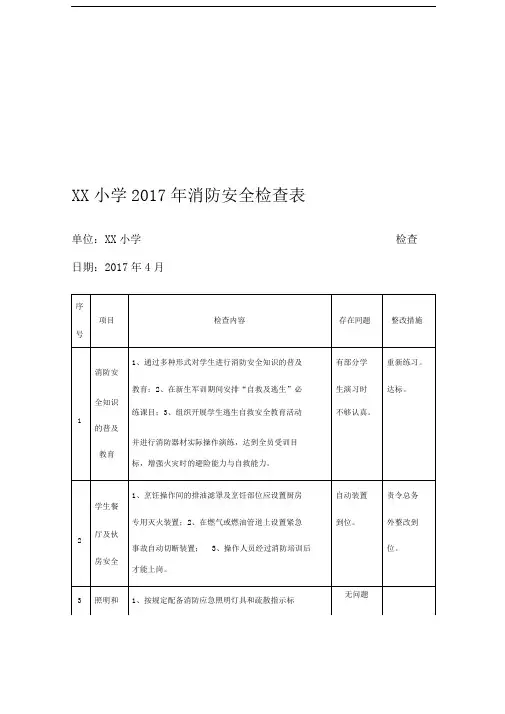 学校消防安全检查表