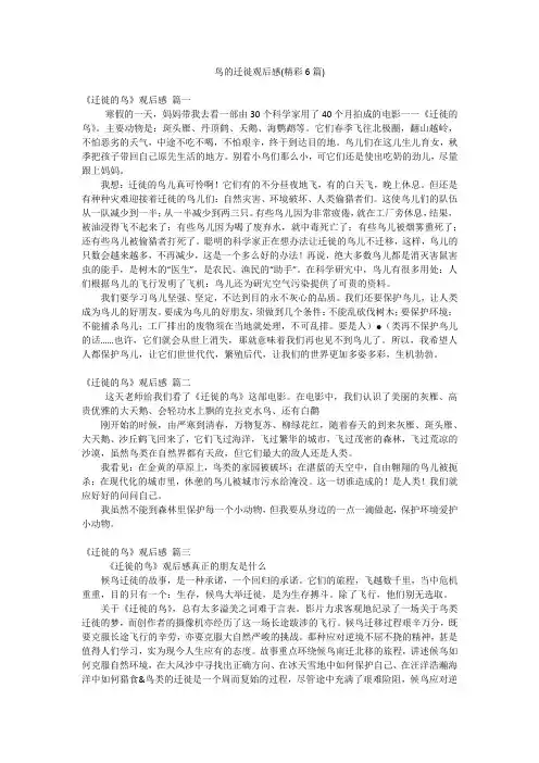 鸟的迁徙观后感(精彩6篇)