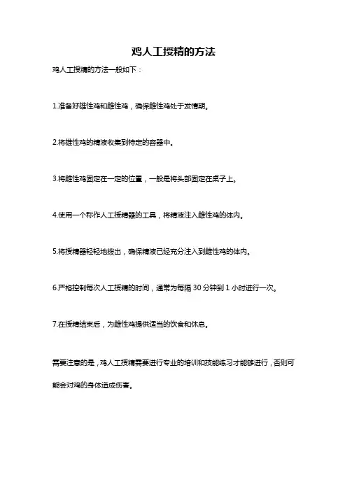 鸡人工授精的方法