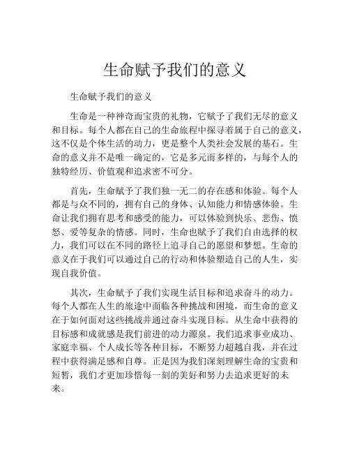 生命赋予我们的意义
