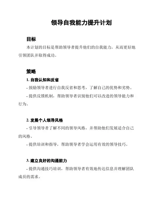 领导自我能力提升计划