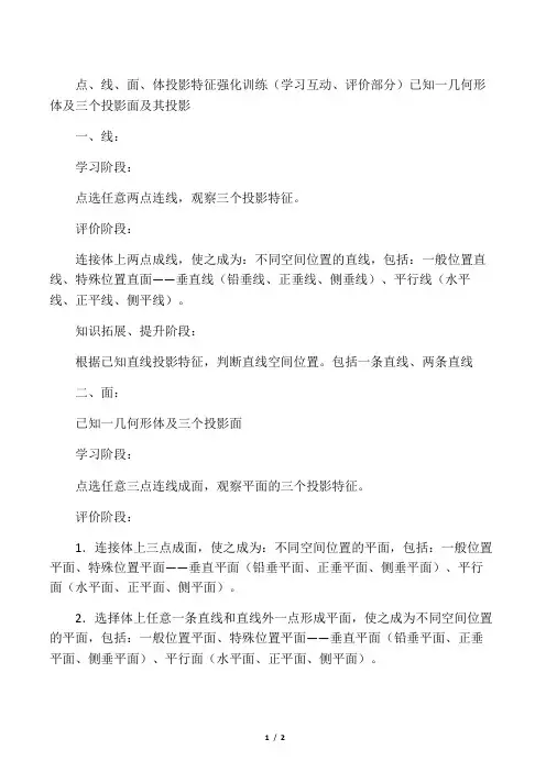 形体投影(点线面体)
