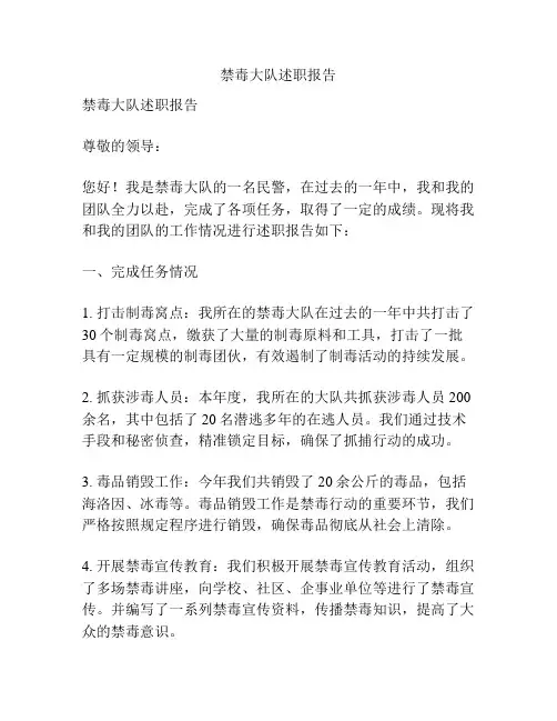 禁毒大队述职报告