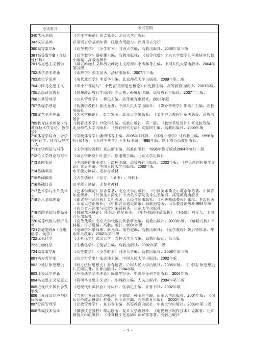 考试科目考试范围340艺术基础《艺术学概论》彭吉象著北京大学出版社