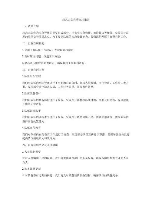 应急大队自查自纠报告