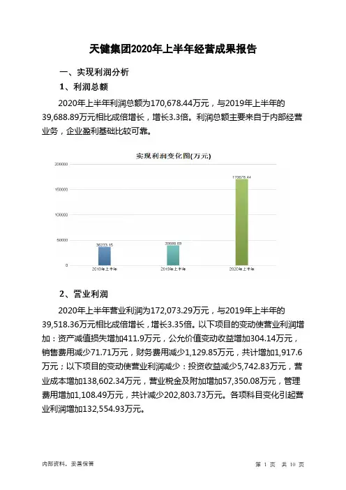 天健集团2020年上半年经营成果报告